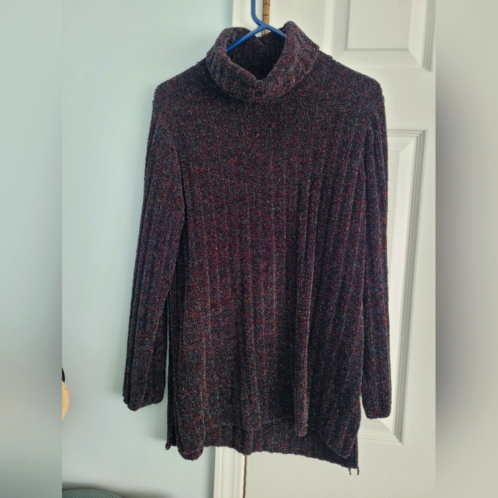 Pierre Cardin Black Turtleneck Sweater with Ribbed Texture